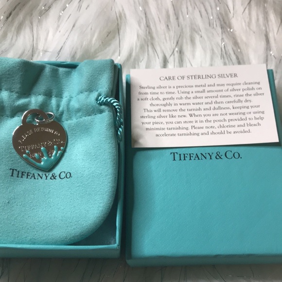 Large Tiffany & Co. Return to Tiffany Blue Enamel Splash Heart Charm - Picture 6 of 7